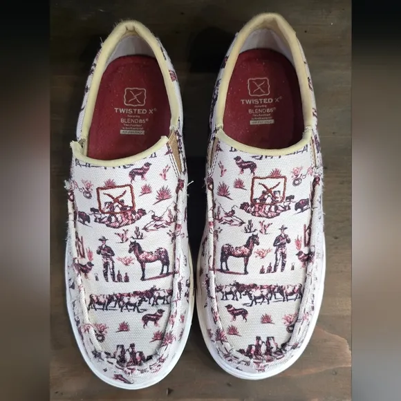 Twisted X Western Rodeo Print Canvas Slip-On Shoes