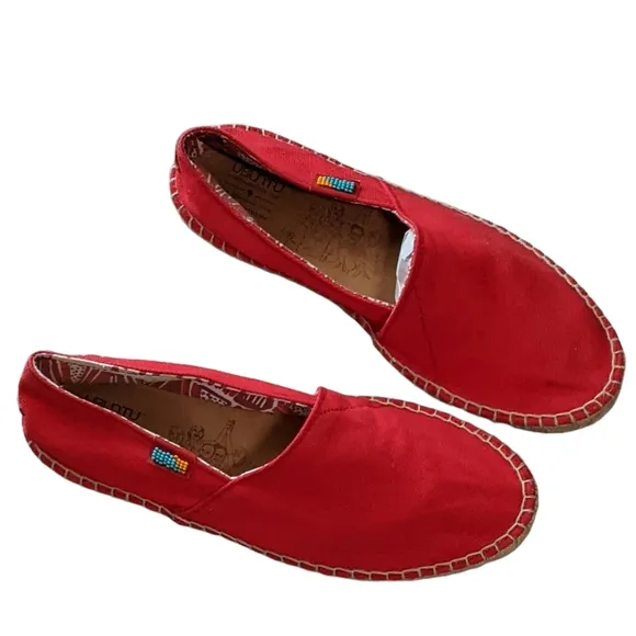 UBUNTU Afridrilles handmade espadrille red canvas fair trade, slip on men's 11W