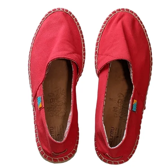 UBUNTU Afridrilles handmade espadrille red canvas fair trade, slip on men's 11W