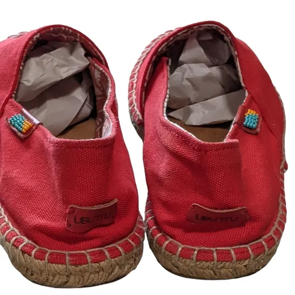 UBUNTU Afridrilles handmade espadrille red canvas fair trade, slip on men's 11W