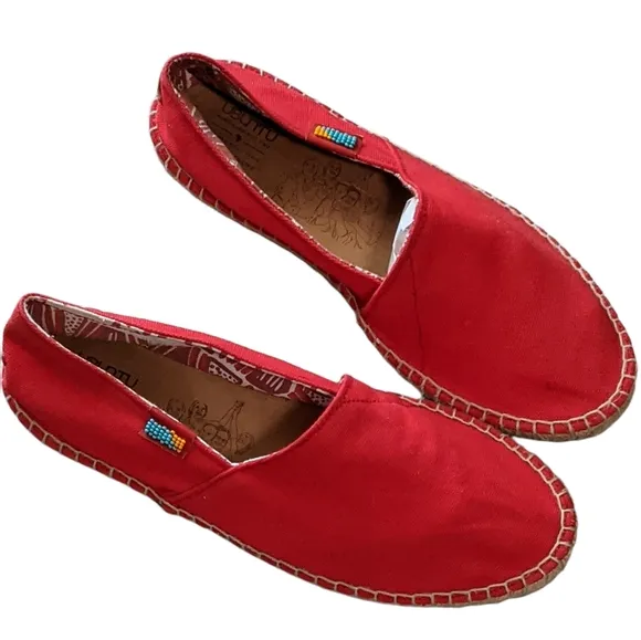 UBUNTU Afridrilles handmade espadrille red canvas fair trade, slip on men's 11W
