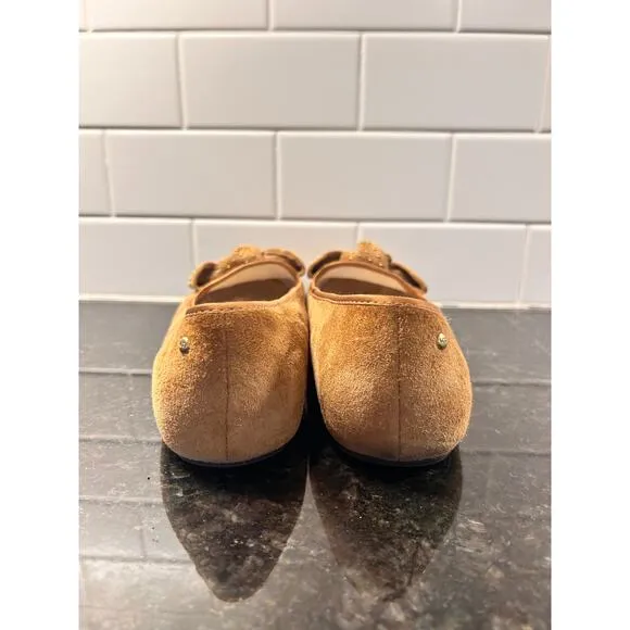 UGG Australia Alloway‎ Women's Suede Studded Bow Ballet Flats Shoes Brown SZ 9.5