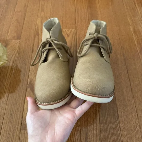 UGG Australia Boots Men’s 8.5 Leather Sheepskin Lace Up Westly Canvas Chestnut