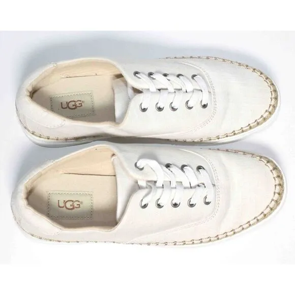 UGG Australia Evan II Off‎ White Canvas Jute Shoes 1011223 Womens Size 9 NWOT