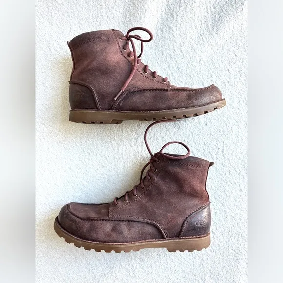 Ugg Australia Fallbrock Men's Suede Leather Boots Size 10 Burgundy Chukka