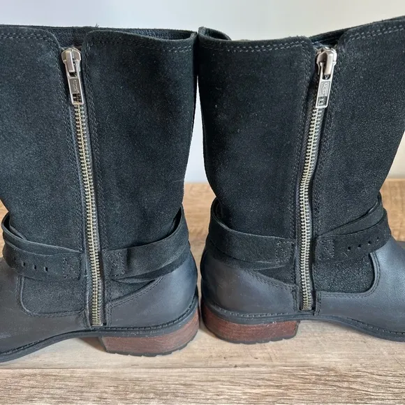 UGG Australia Kiings Buckle UGGpure Lined Leather &amp; Suede Boots Size 7 NEW