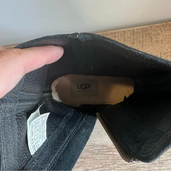 UGG Australia Kiings Buckle UGGpure Lined Leather &amp; Suede Boots Size 7 NEW