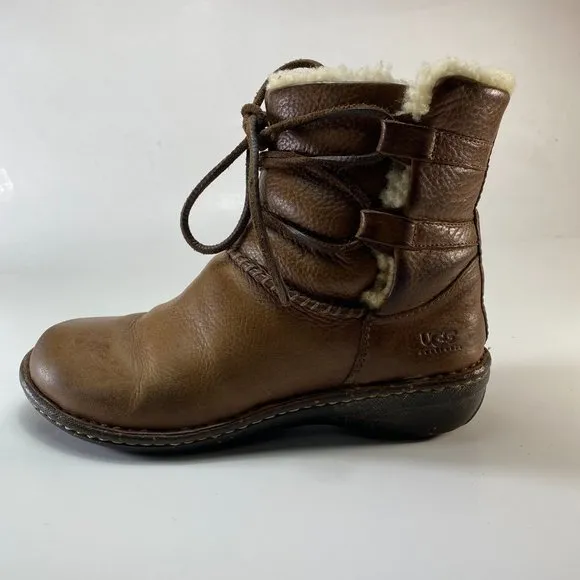 Ugg Australia Leather &amp; Sheepskin Boots Sz 7