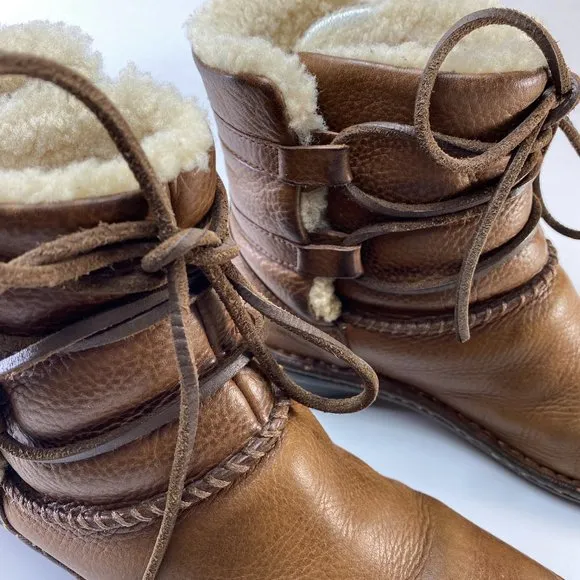 Ugg Australia Leather &amp; Sheepskin Boots Sz 7