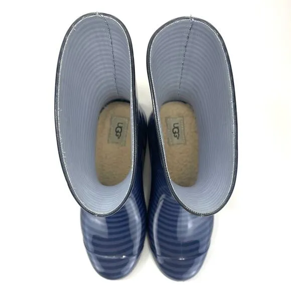 UGG AUSTRALIA SIENNA CLASSIC BLUE RUBBER PULL-ON WATERPROOF RAIN BOOTS