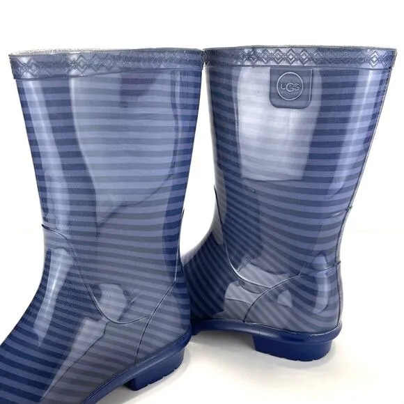 UGG AUSTRALIA SIENNA CLASSIC BLUE RUBBER PULL-ON WATERPROOF RAIN BOOTS