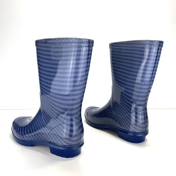 UGG AUSTRALIA SIENNA CLASSIC BLUE RUBBER PULL-ON WATERPROOF RAIN BOOTS