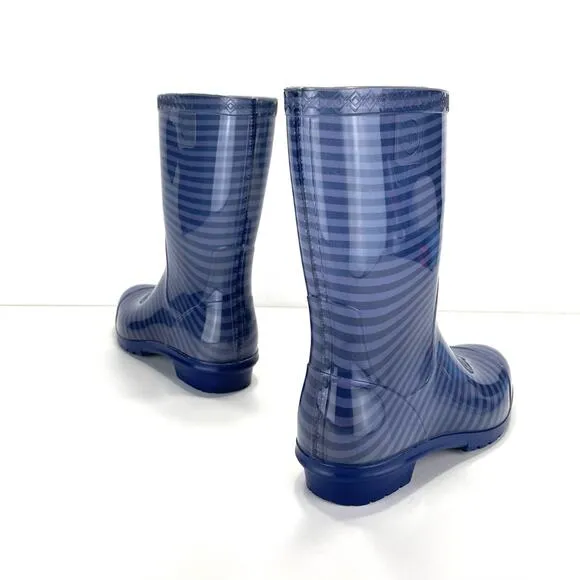 UGG AUSTRALIA SIENNA CLASSIC BLUE RUBBER PULL-ON WATERPROOF RAIN BOOTS