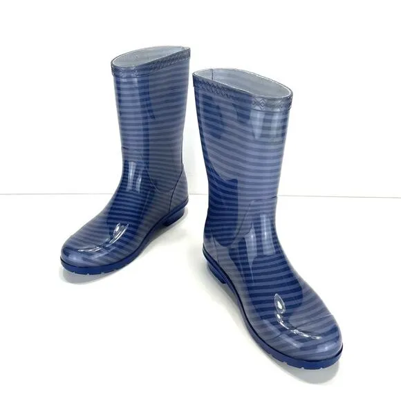 UGG AUSTRALIA SIENNA CLASSIC BLUE RUBBER PULL-ON WATERPROOF RAIN BOOTS