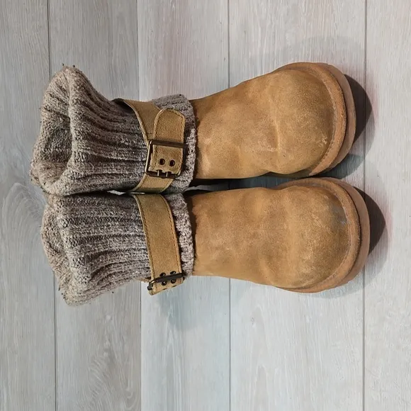 Ugg Australia Women 1003175 Sweater Suede Chestnut Boots shoes sz 7