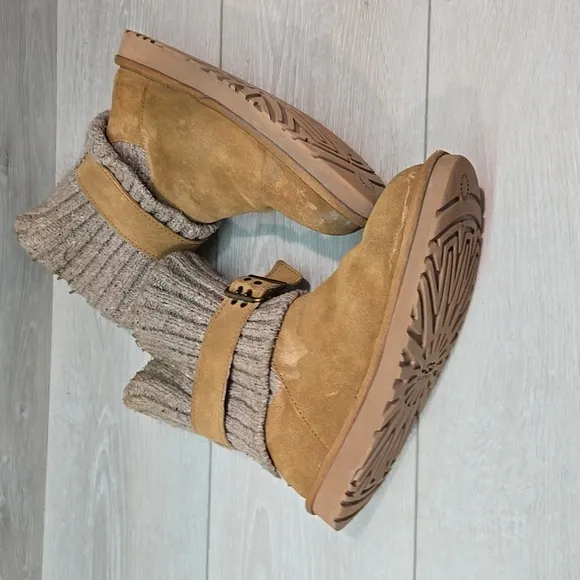 Ugg Australia Women 1003175 Sweater Suede Chestnut Boots shoes sz 7