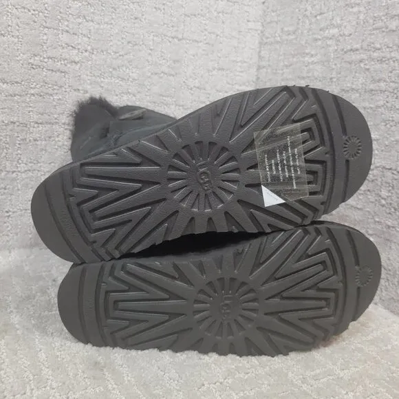 Ugg Bailey Button II Women's Size 6 US Black Suede Sheepskin Boots 1016226
