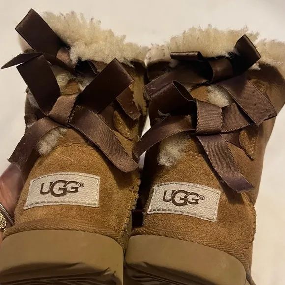 UGG Bailey chestnut brown suede bow winter boots