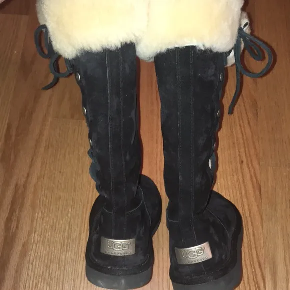 UGG Black Upside Lace Up Boots 7
