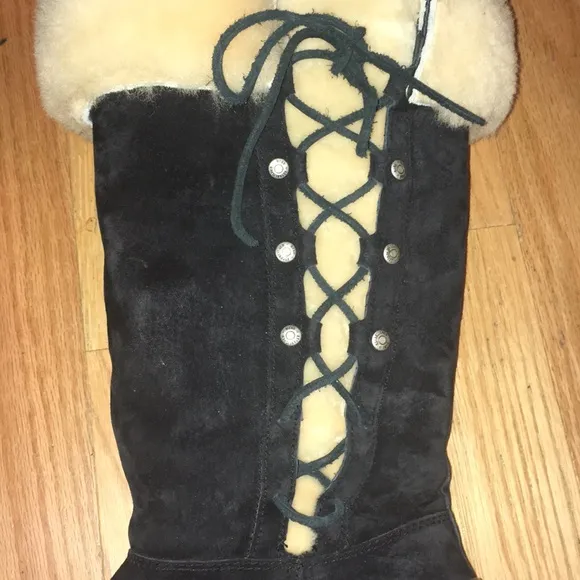 UGG Black Upside Lace Up Boots 7