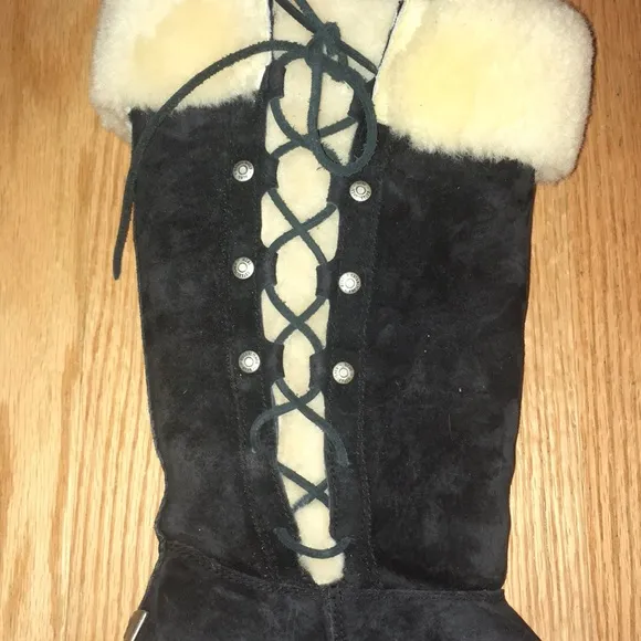 UGG Black Upside Lace Up Boots 7