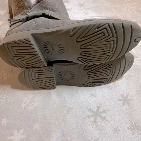 UGG Boots Zariah 1226673 Gray Suede Leather Water Repellent Sz 9.5 spots see pic