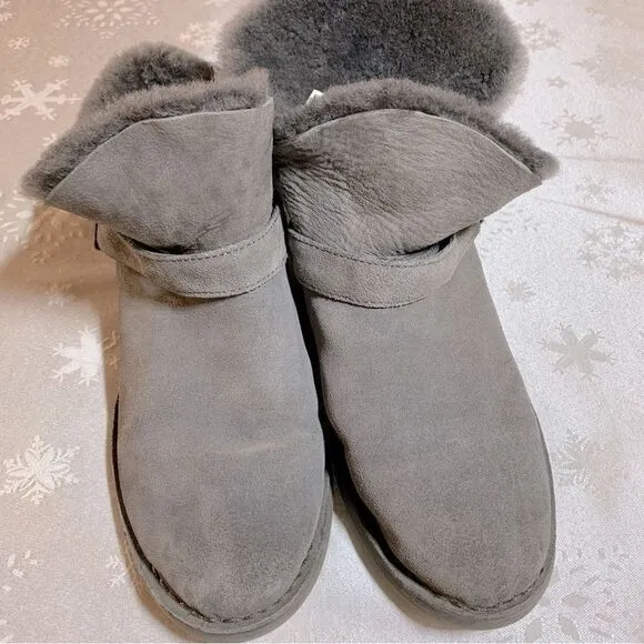 UGG Boots Zariah 1226673 Gray Suede Leather Water Repellent Sz 9.5 spots see pic