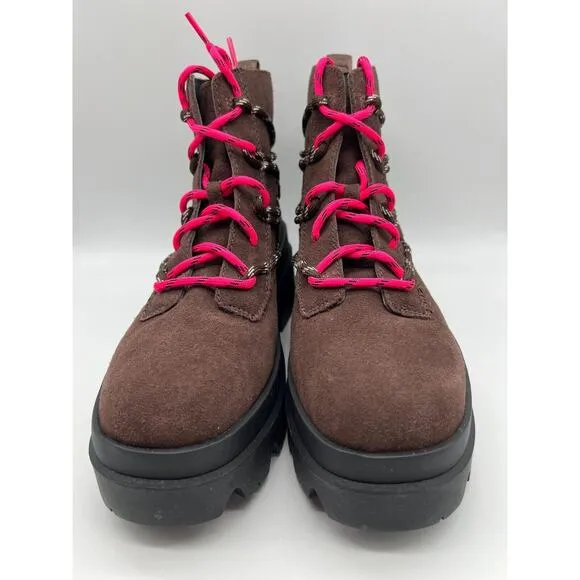 UGG Brisbane Lace Up Suede Platform Boots Burnt Cedar Women's Size 9.5🛒