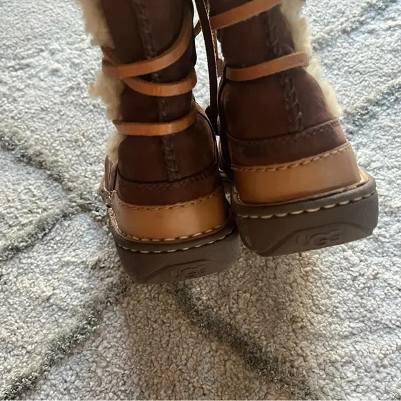 UGG Catalina Brown tall suede Leather Sheepskin Boots Shoes lace up 5