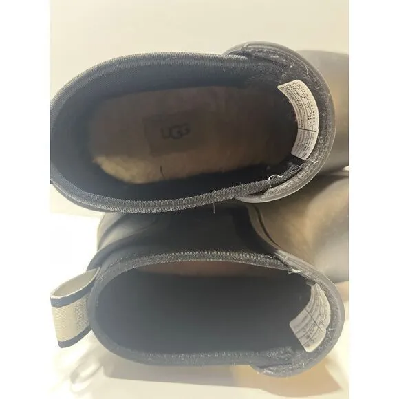 UGG DROPLET BLACK WATERPROOF‎ RUBBER WOOL RAIN BOOTS, WOMEN US 11