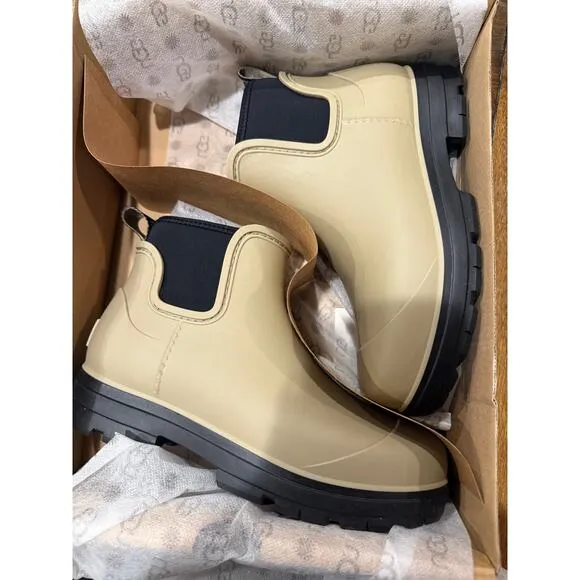 UGG Droplet rubber Chelsea boots Taupe Beige Rain Boots Size