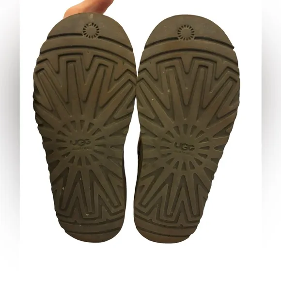 UGG Kid’s Dark Brown Suede‎ Boots with Sheepskin Lining Size 4