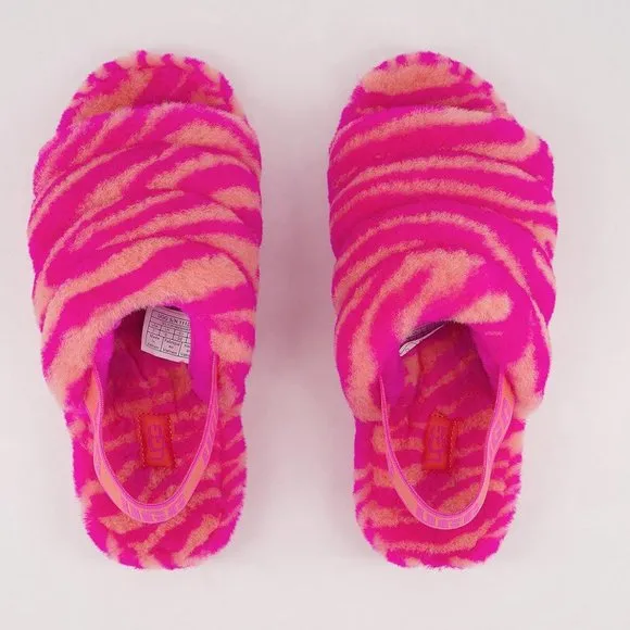 UGG Kids Fluff Yeah Slide Sandals in Pink Zebra