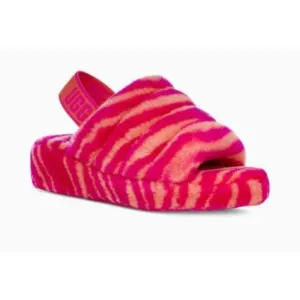 UGG Kids Fluff Yeah Slide Sandals in Pink Zebra