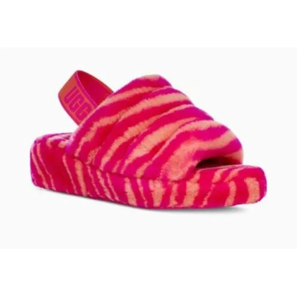 UGG Kids Fluff Yeah Slide Sandals in Pink Zebra