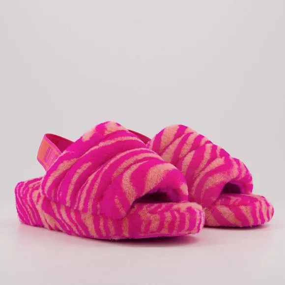 UGG Kids Fluff Yeah Slide Sandals in Pink Zebra