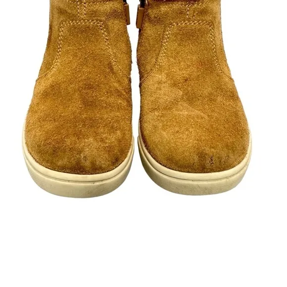 Ugg Kids Hamden II Suede Boots Side Zip Beige Toddler Girls Size 11