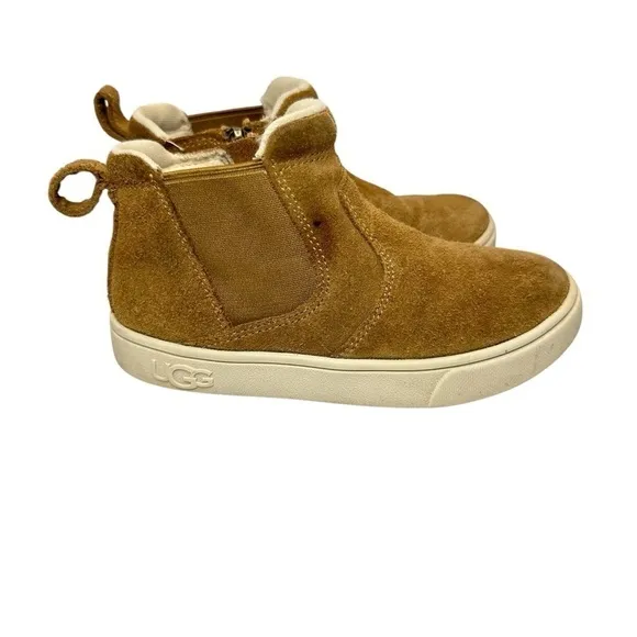 Ugg Kids Hamden II Suede Boots Side Zip Beige Toddler Girls Size 11