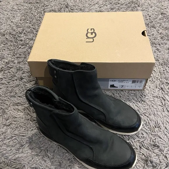 UGG Laurelle Lizard Black Suede Boots Size US 7