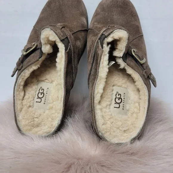 UGG Lila 1910 Brown Suede Slip Ons Women's Shoes Size 7
