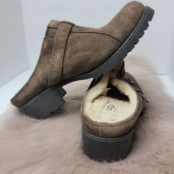 UGG Lila 1910 Brown Suede Slip Ons Women's Shoes Size 7