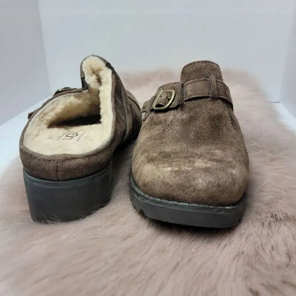 UGG Lila 1910 Brown Suede Slip Ons Women's Shoes Size 7