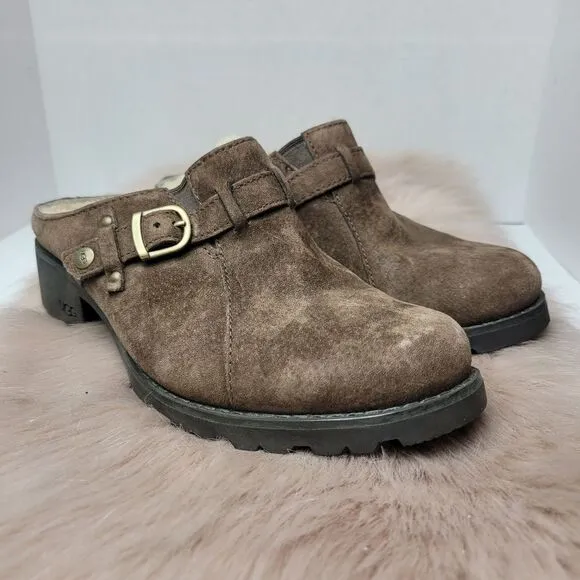 UGG Lila 1910 Brown Suede Slip Ons Women's Shoes Size 7