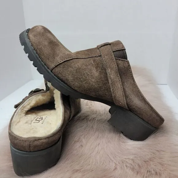 UGG Lila 1910 Brown Suede Slip Ons Women's Shoes Size 7