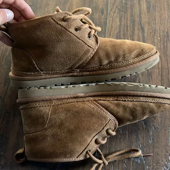 UGG NEUMEL CHESTNUT SUEDE/ SHEEPWOOL ANKLE BOOTS, WOMEN US 9 GUC