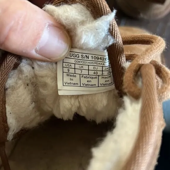 UGG NEUMEL CHESTNUT SUEDE/ SHEEPWOOL ANKLE BOOTS, WOMEN US 9 GUC