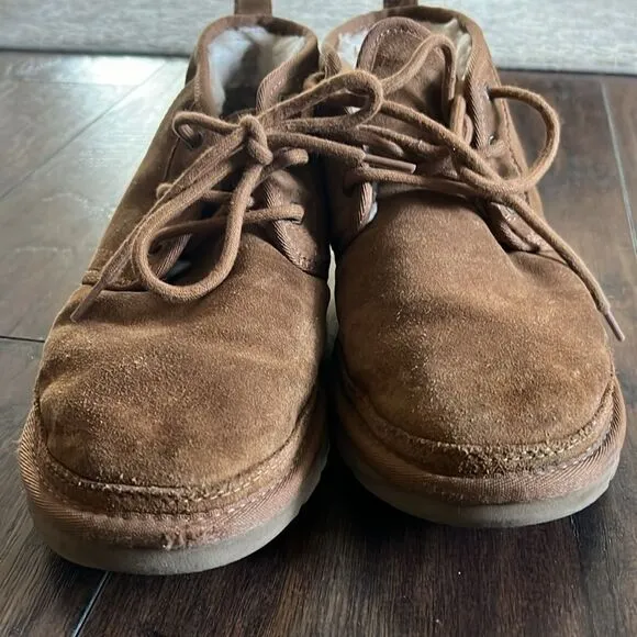 UGG NEUMEL CHESTNUT SUEDE/ SHEEPWOOL ANKLE BOOTS, WOMEN US 9 GUC