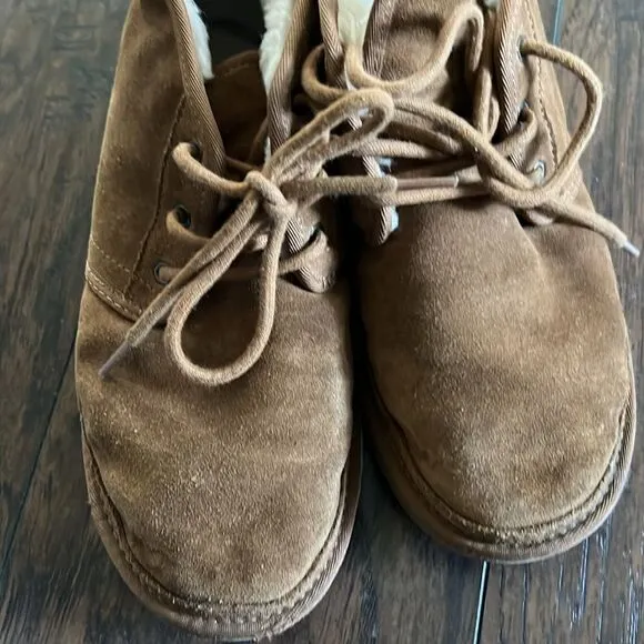 UGG NEUMEL CHESTNUT SUEDE/ SHEEPWOOL ANKLE BOOTS, WOMEN US 9 GUC