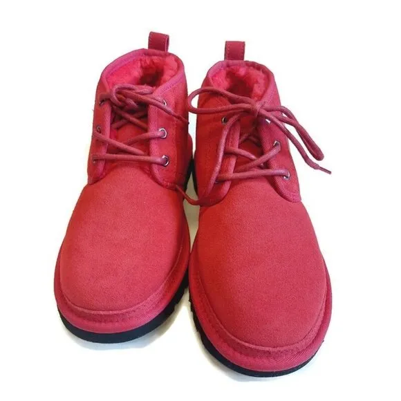 UGG Neumel Graphic Outline Ankle Chukka Suede Boots Mens Sz 7 Samba Red 1130715