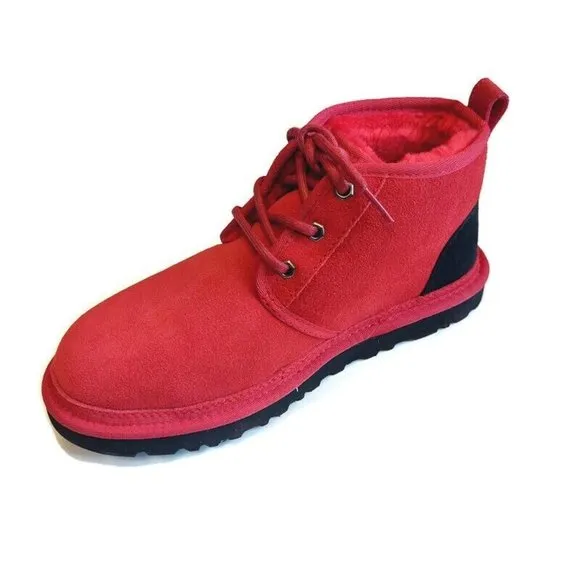 UGG Neumel Graphic Outline Ankle Chukka Suede Boots Mens Sz 7 Samba Red 1130715